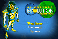 Alienators Evolution Continues title screen for GameBoy Advance